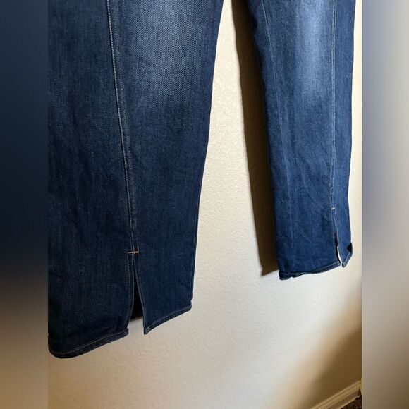 WEEKEND MAX MARA Wide Leg Barrel Jeans Split Hem Sz 29 in Dark Wash High Rise - Picture 3 of 9